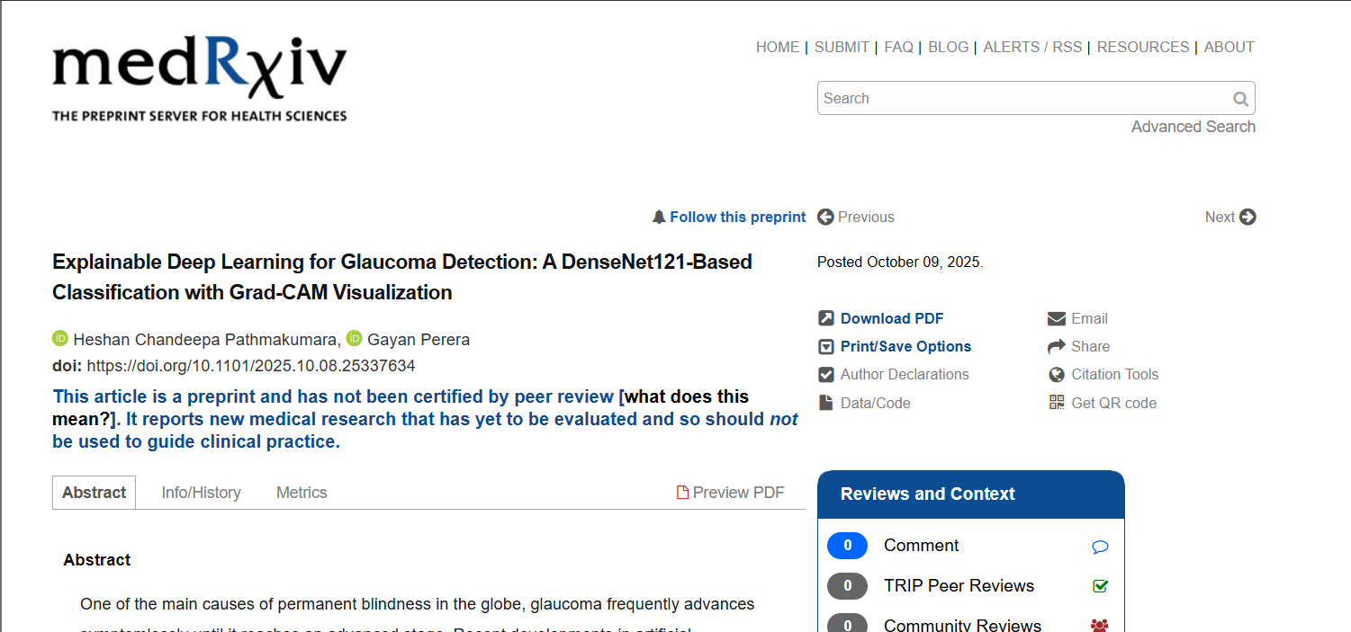 Glaucoma Detection Research